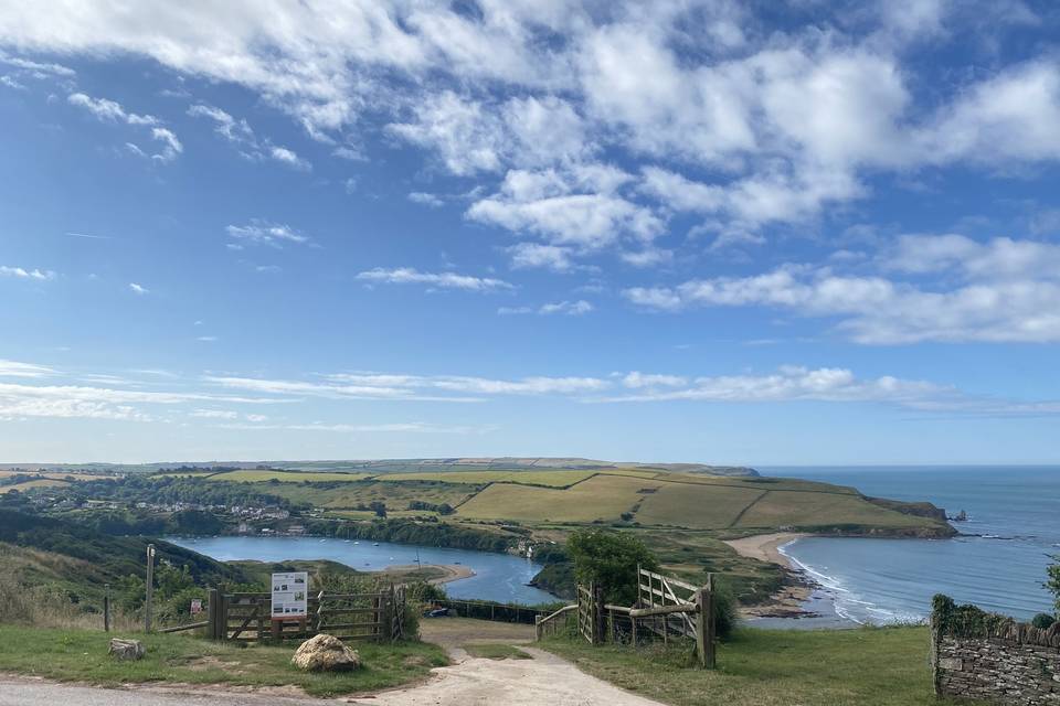 Sunny skies over Bigbury Bay