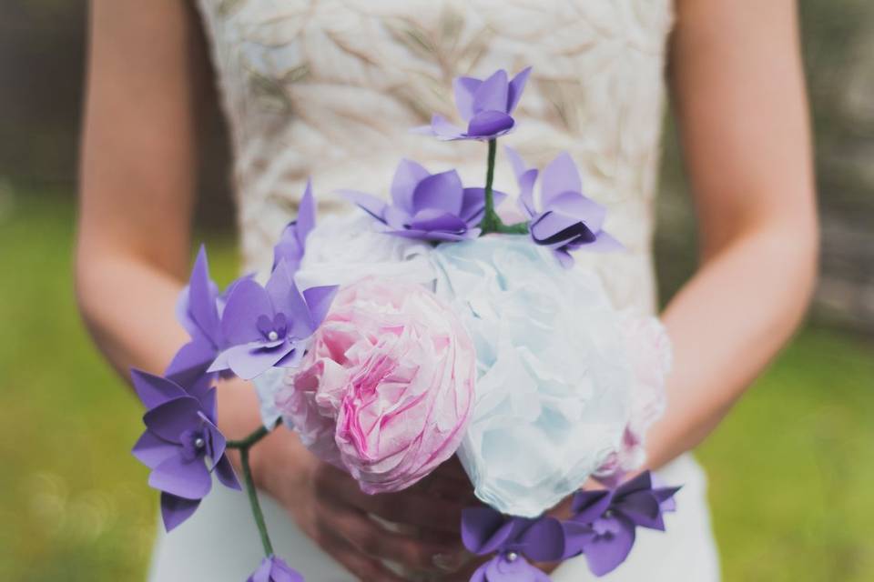 Paper peony and orchid bouquet