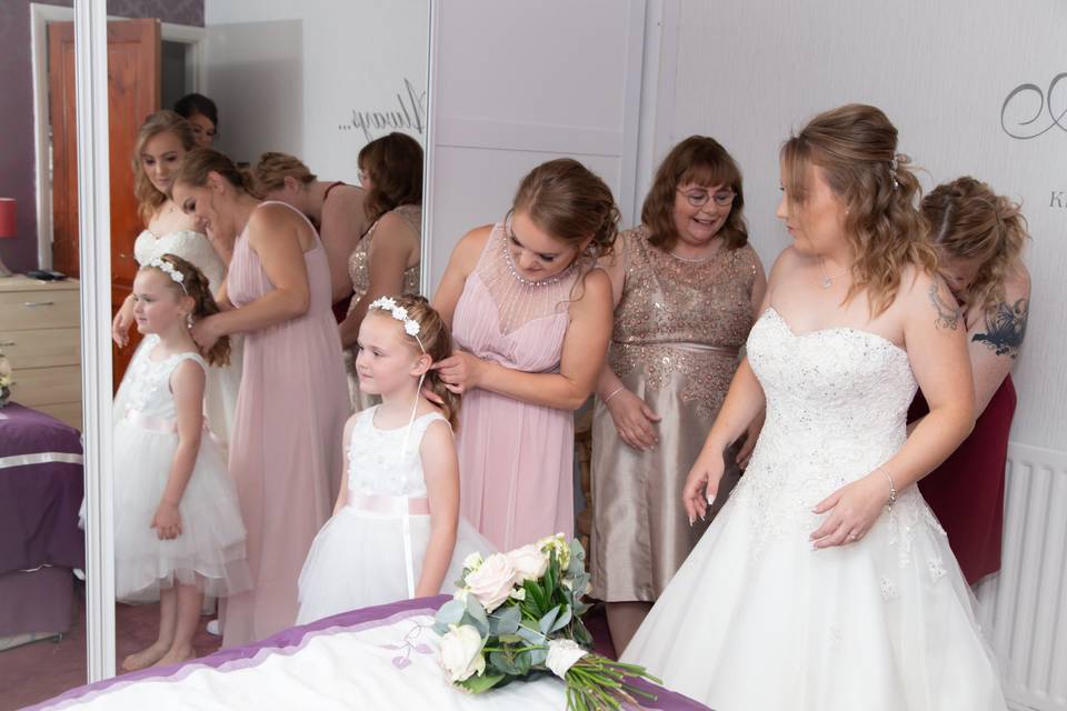 Bride with bridesmaids