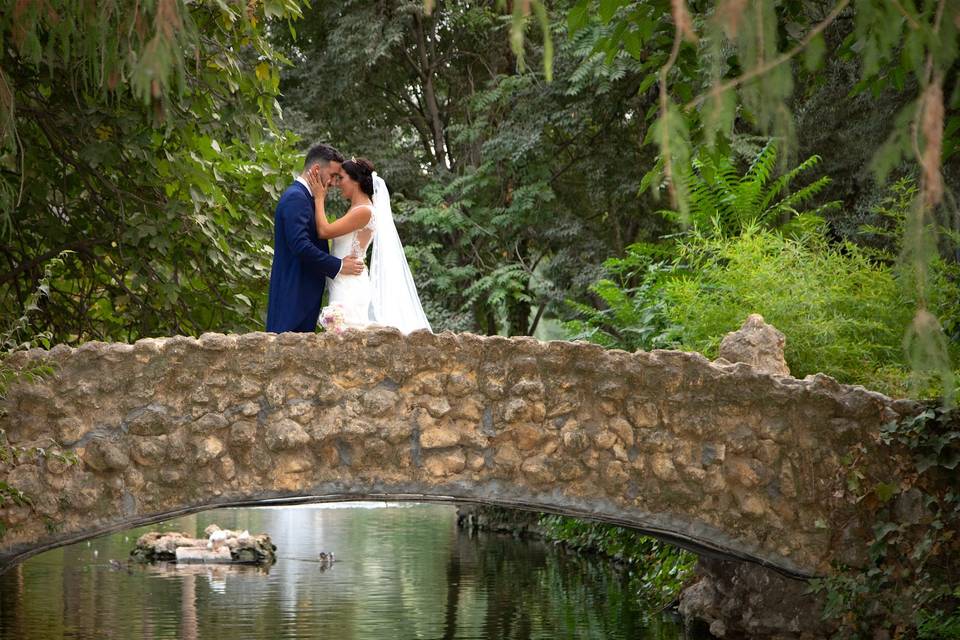 Bride & Groom on bridge