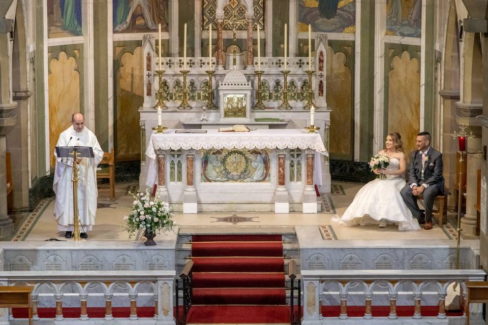 Bride and groom in church