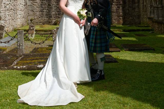 Couple kiss in an abbey