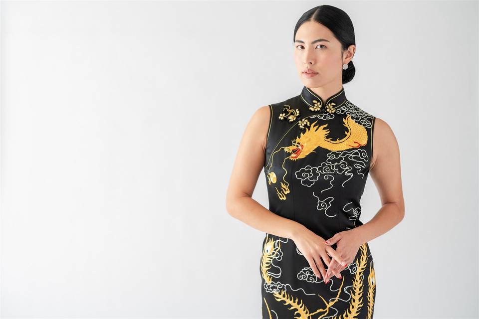 Black silk qipao