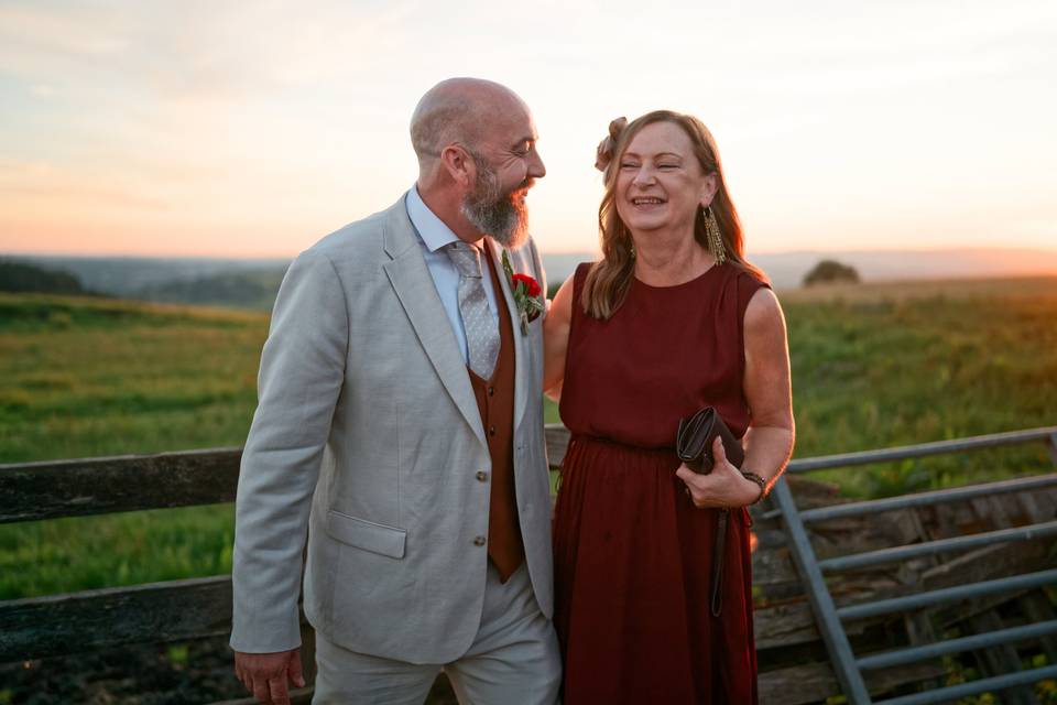 Couple lit by the sunset