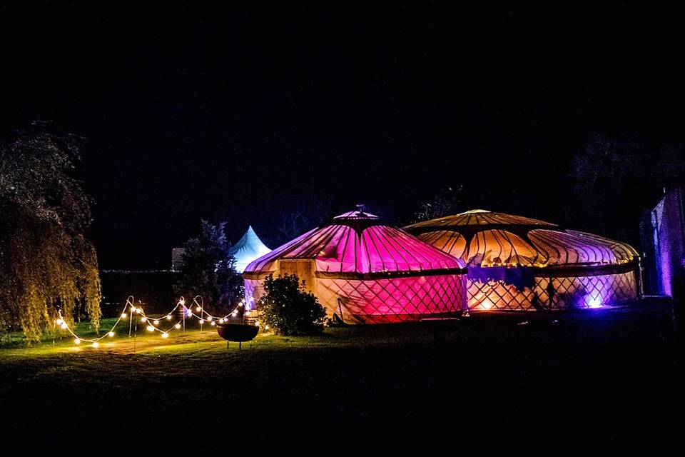 Yurt entrance with flowers