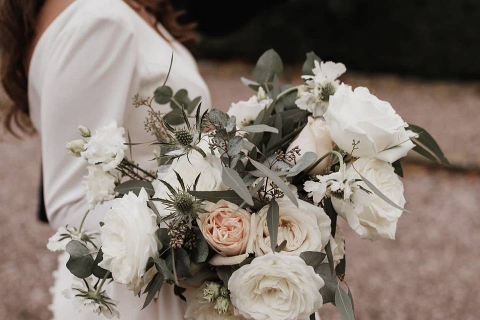 White & Green Bridal Bouquet