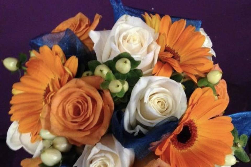 Hand tied Teal, orange,Ivory