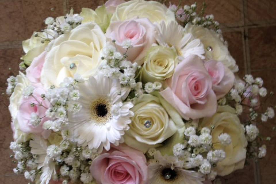 Hand tied pink, Ivory, white