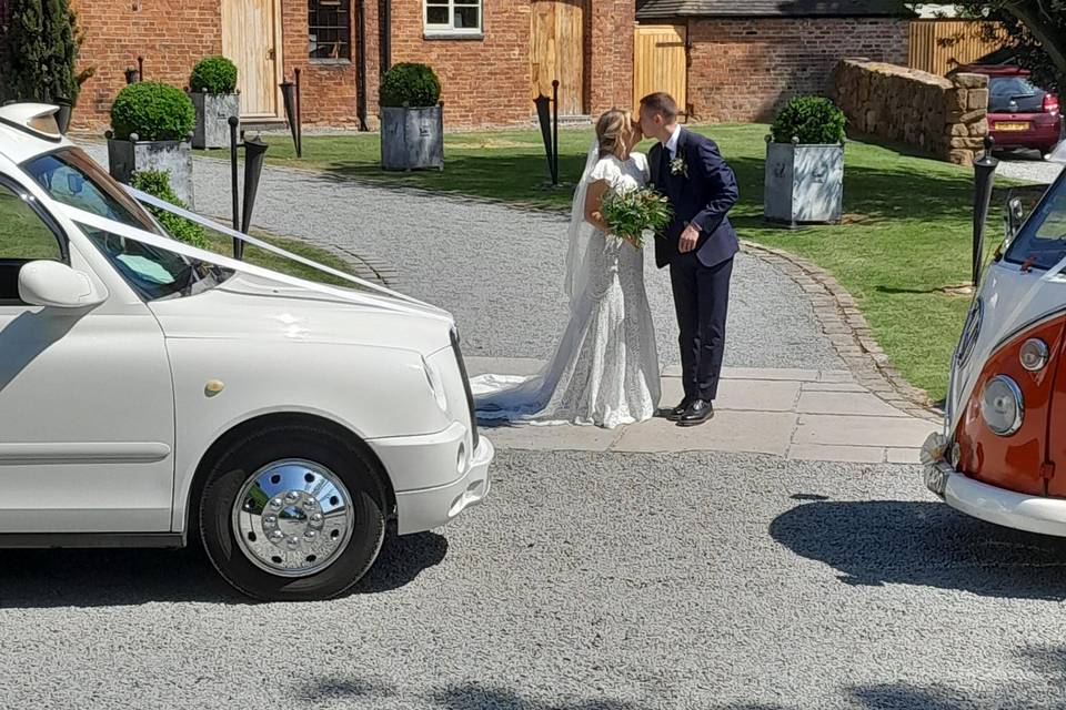 Car and wedding party