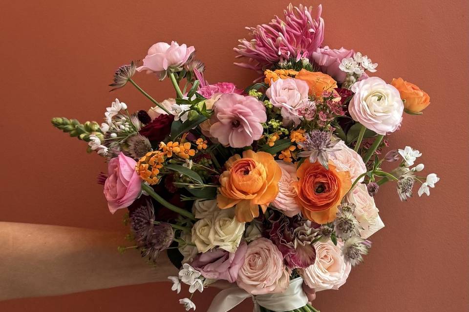Pink and Orange bridal bouquet