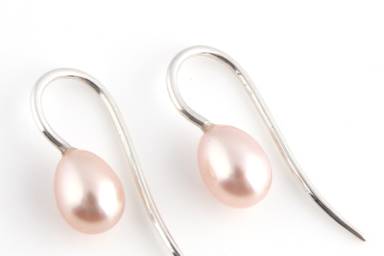 Pink pearl drop earrings