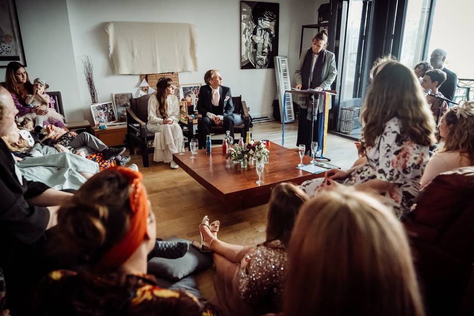 At home intimate wedding