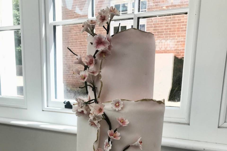 Cherry blossom wedding cake