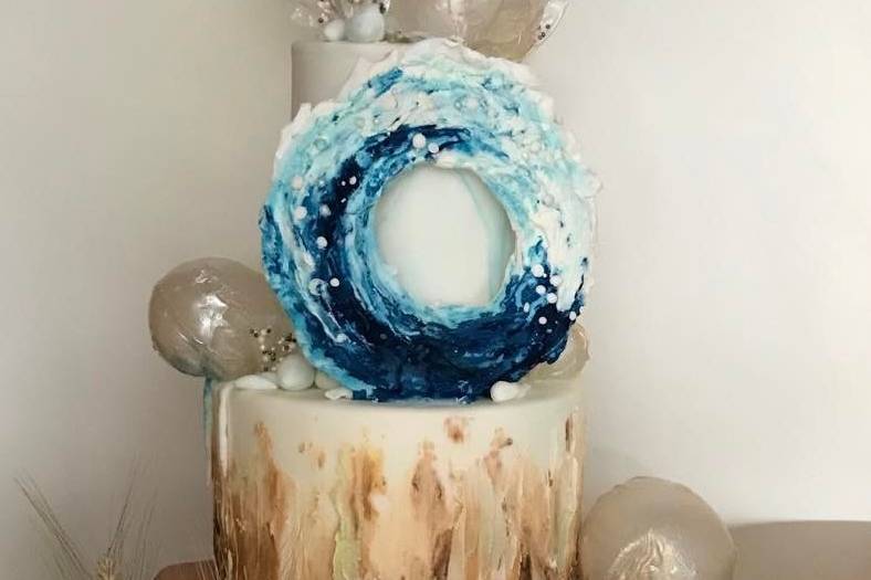 Ocean and Beach Wedding Cake