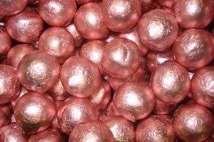 Light pink foil chocolate balls