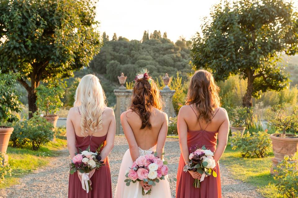 Bride and bridesmaids