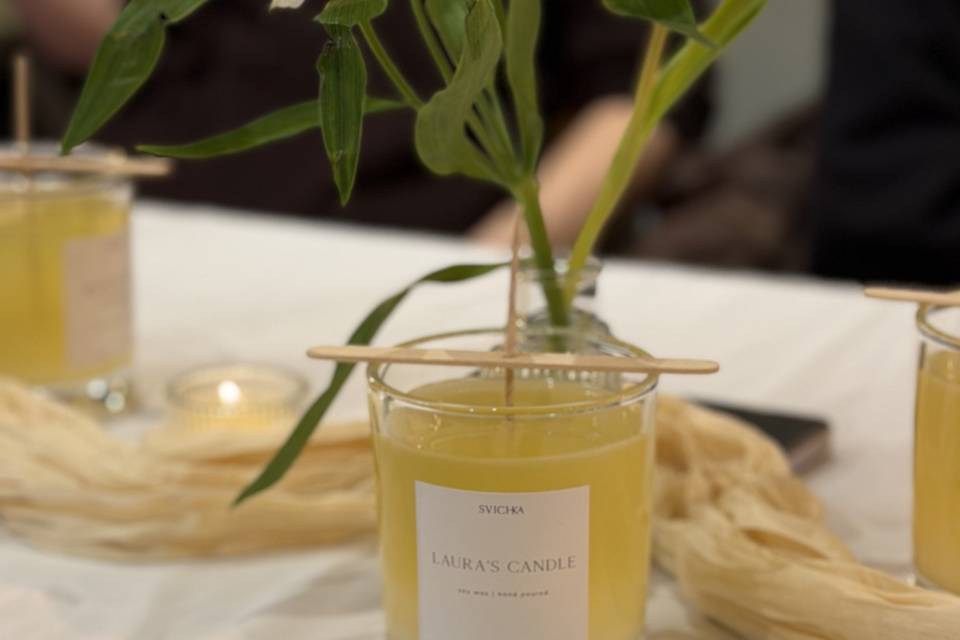 Candle made by a guest