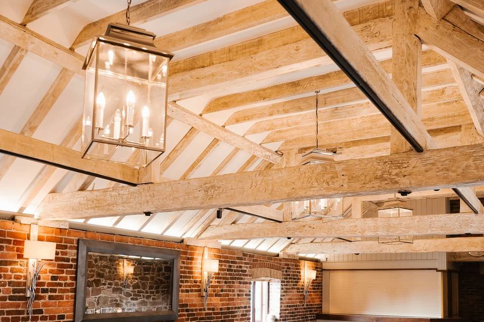 Red brick and exposed beams