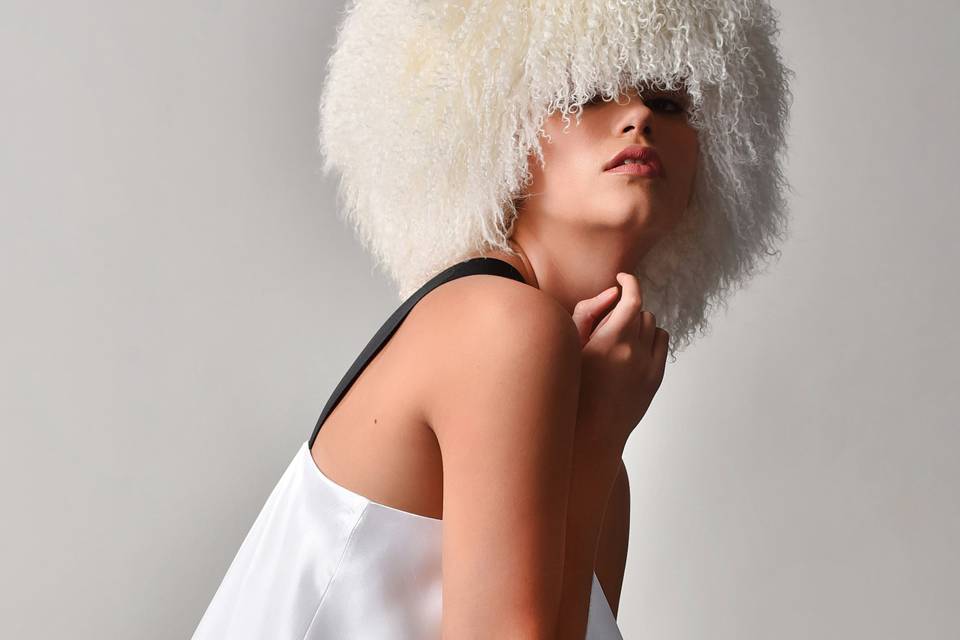 White fur hat