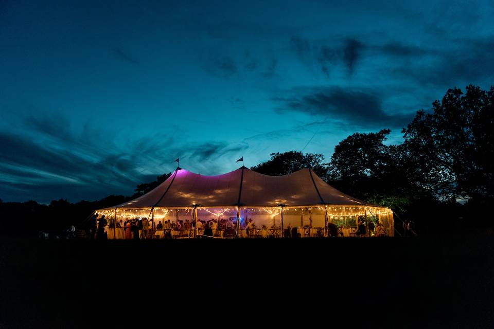 Sailcloth wedding at night