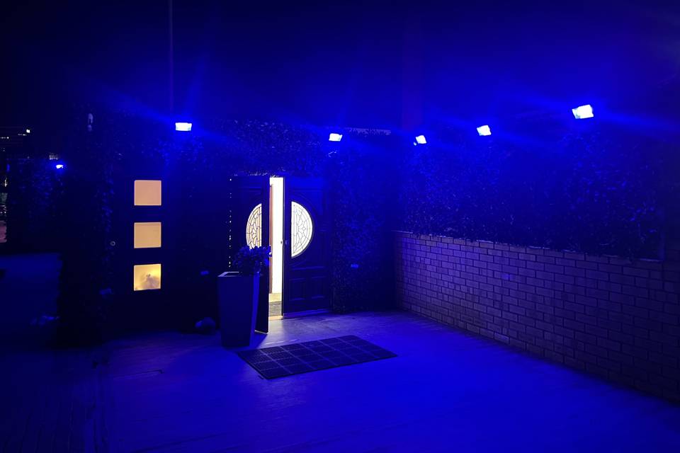 Mood lighting outside venue