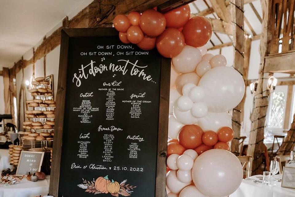 Chalkboard Table Plan