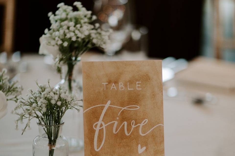 Wooden table number