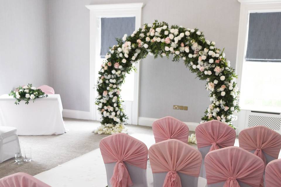 Blush pink wedding decor