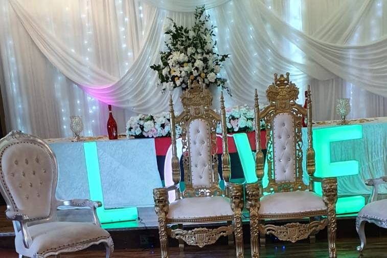 Bride and groom chairs