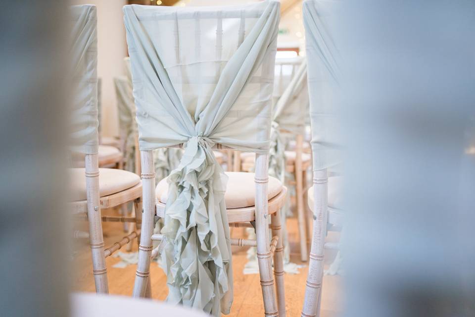 Sage green ruffle hoods