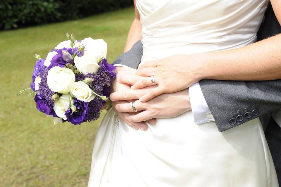 Bride and Groom with Bouquet