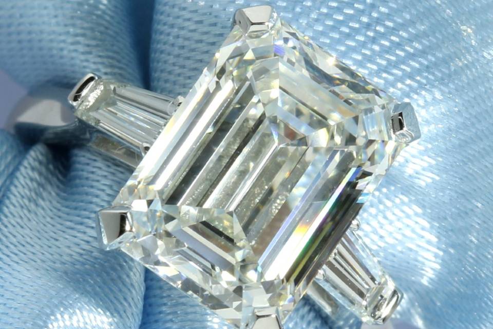 Emerald cut lab diamond ring