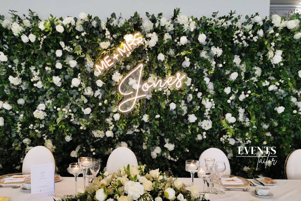 Custom green foliage backdrop