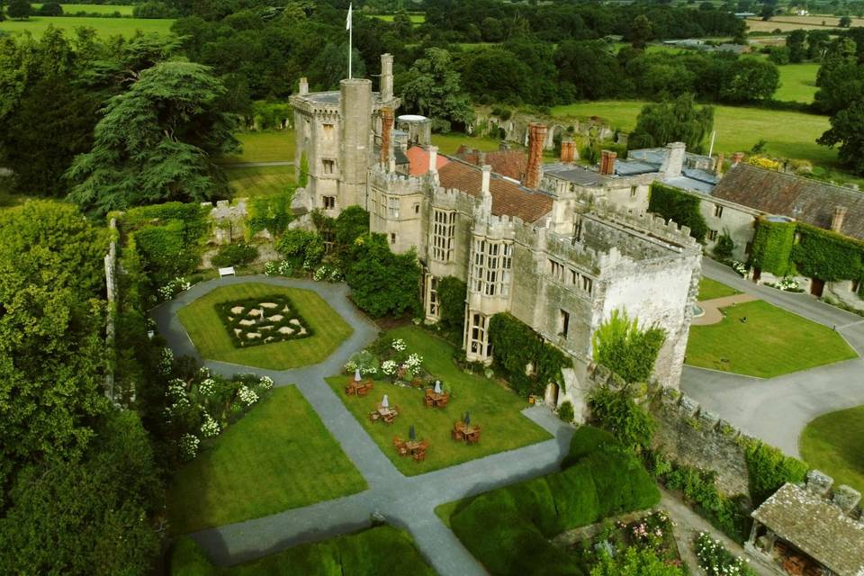 An arial view of the castle