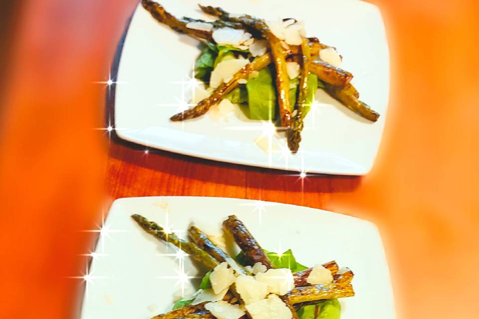 Seared parmesan asparagus