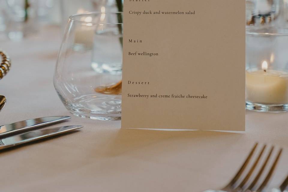 Menu cards