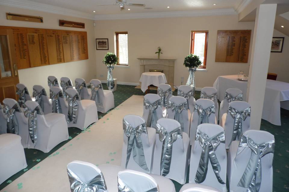 Match Room laid out for a Civil Ceremony