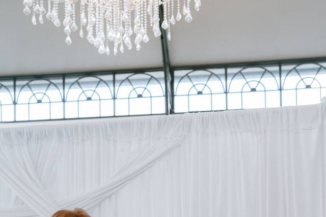 White draped back drop