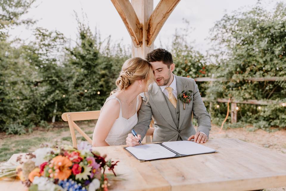 Farm wedding outside ceremony