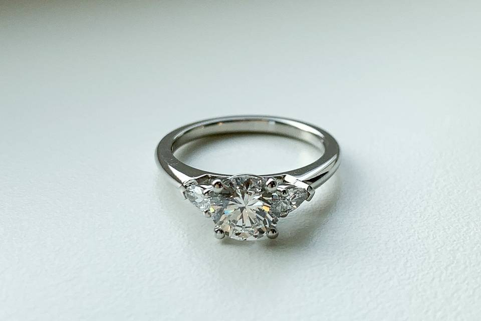 Bespoke three-stone diamond ring