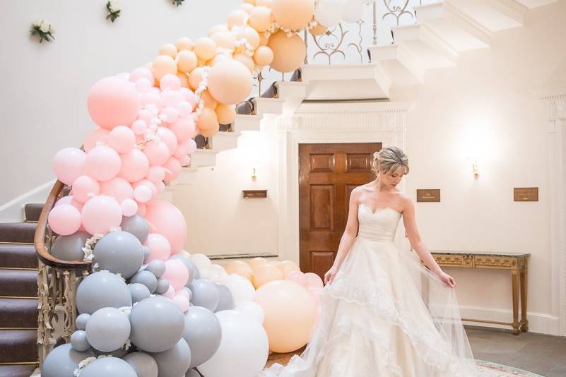 Balloons on the stairs