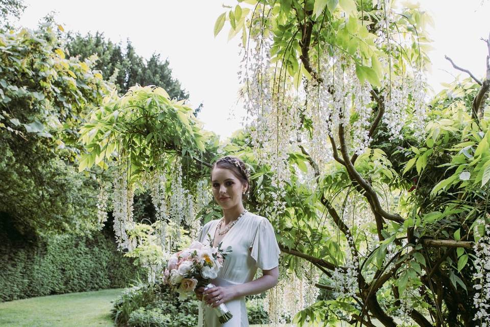 Romantic bride with flowers