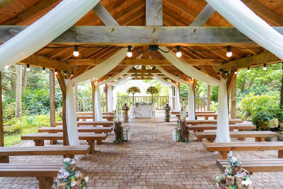 Woodland garden ceremony area