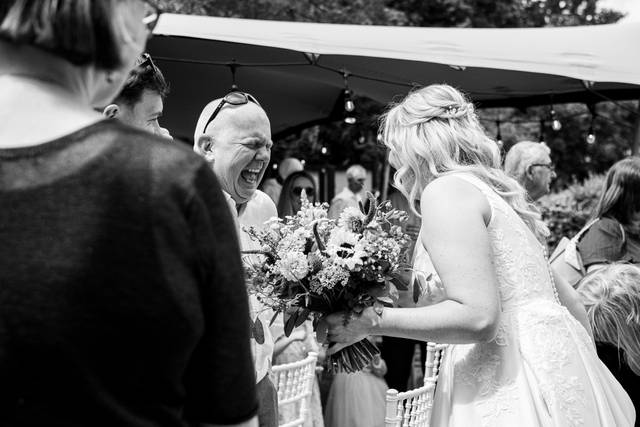 Laughing guest