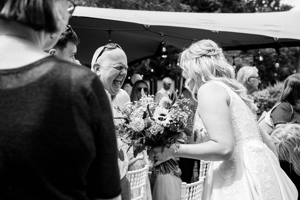 Laughing guest