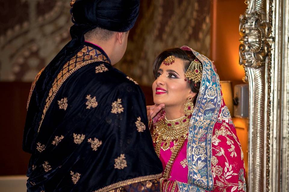 Bride preparing