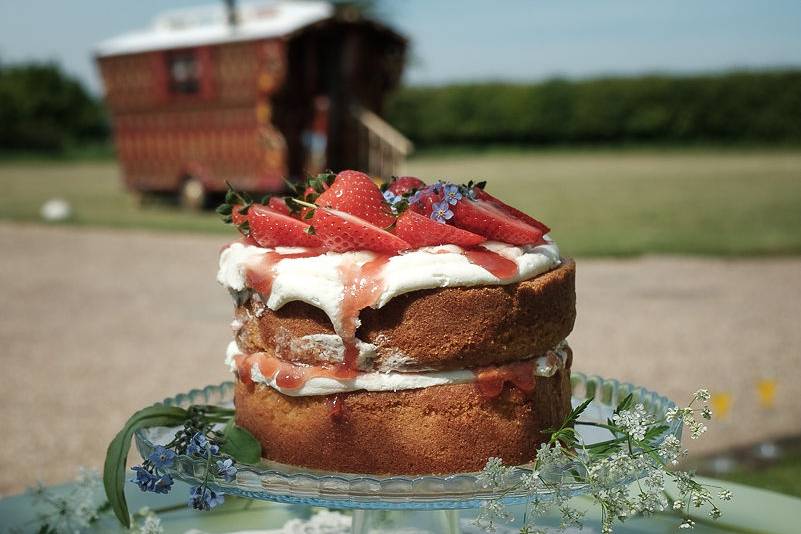 homemade cake and the wagon