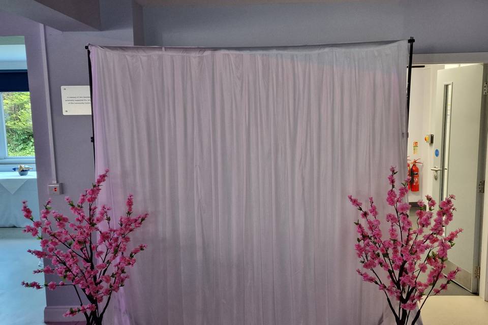 Backdrop with pink blossoms