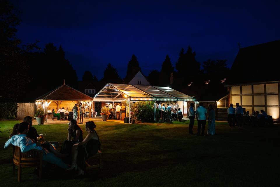 Rear courtyard at night