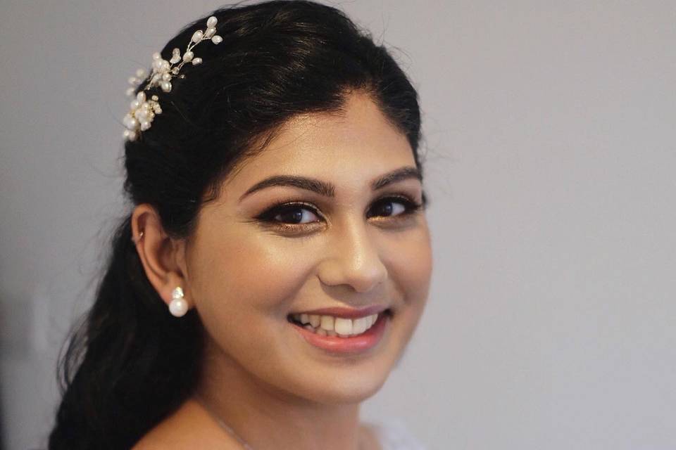 Dewy bridal makeup look